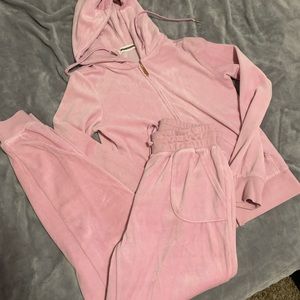 Pink velour sweatsuit
